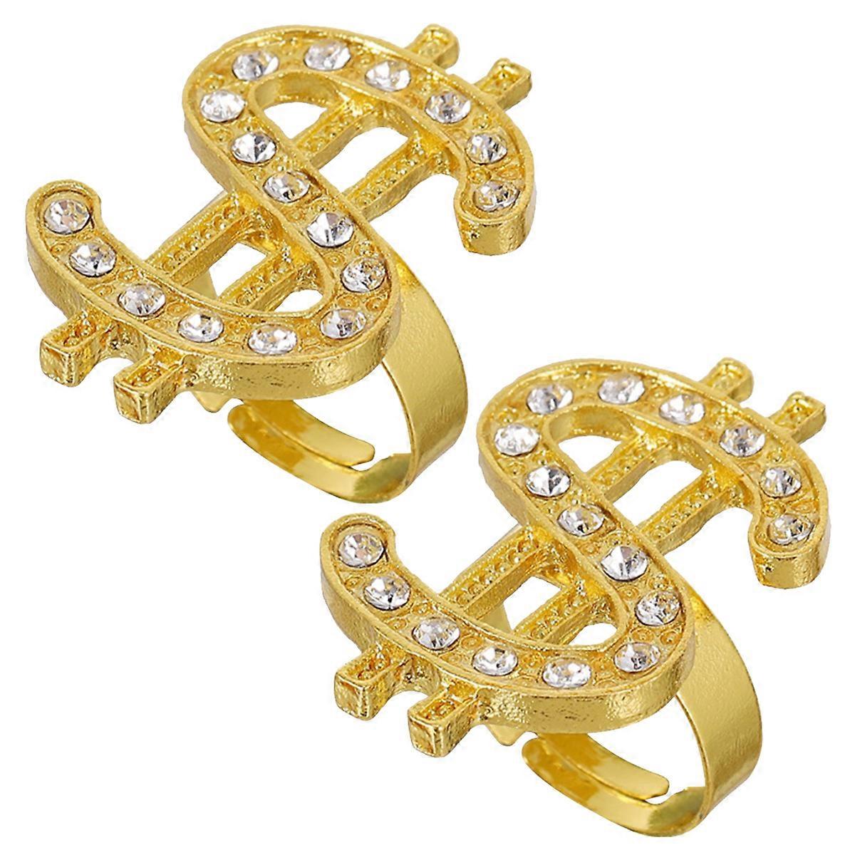 Punk Style Golden Open Ring Fashion Jewelry Accessory For Couples Suitable For Various Occasions 2Pcs