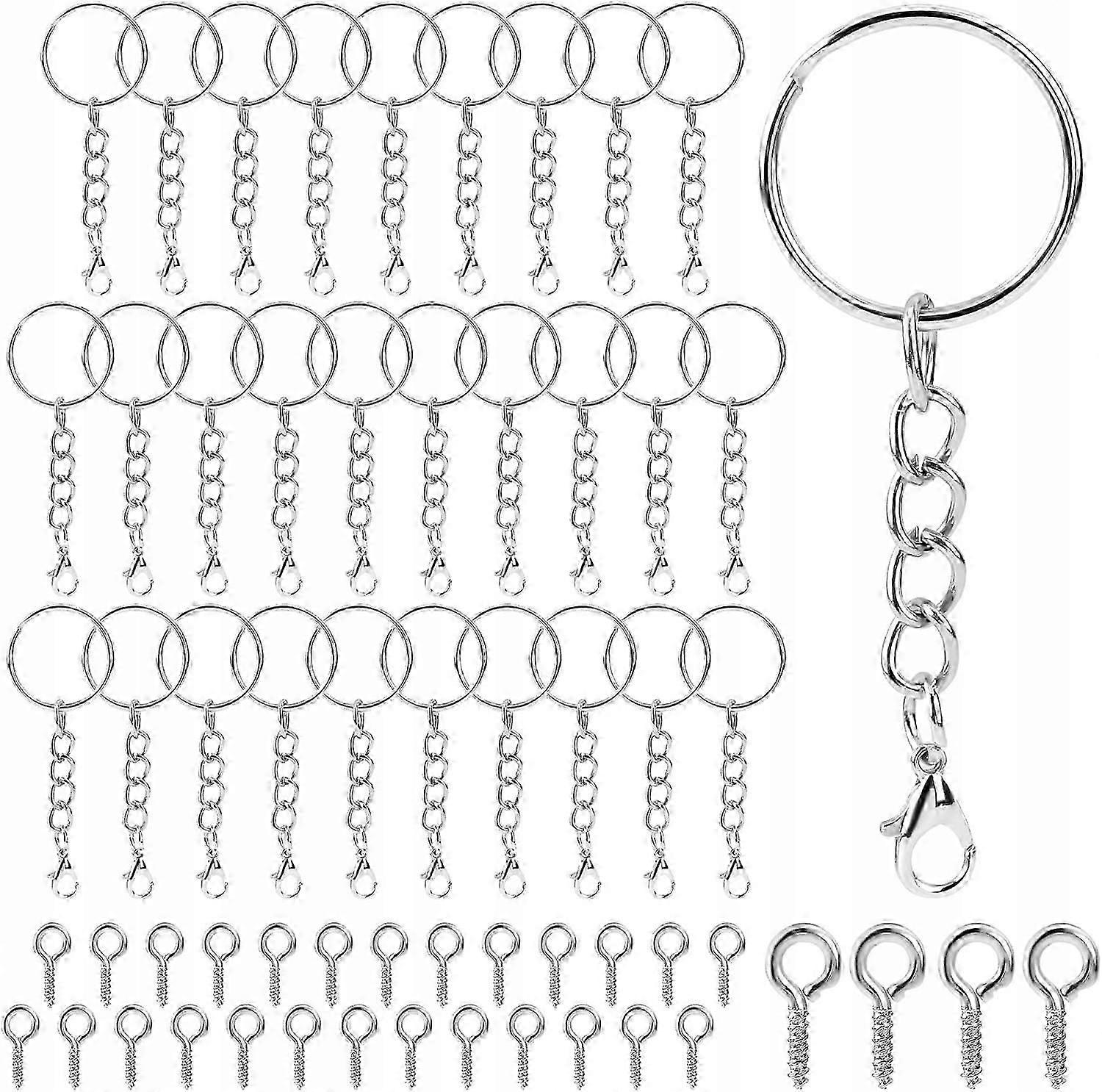 60-Piece Keychain Set with Key Rings and Chains