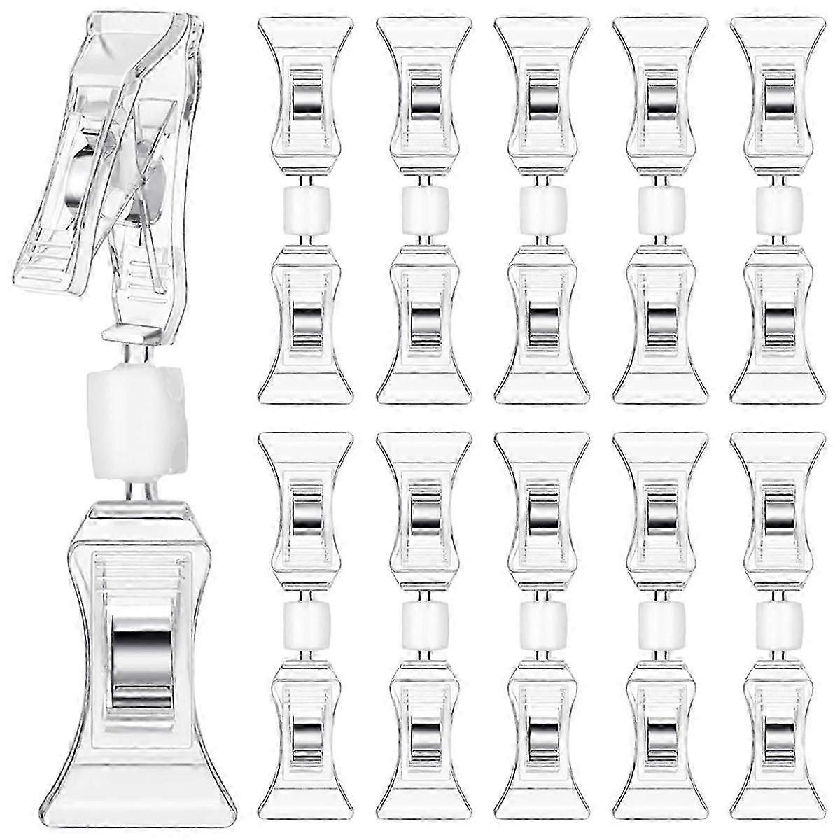 50 Pcs Double Sided Sign Clips Sign Display Mini Clip Clear Rotatable Merchandise Clip on Sign Hold