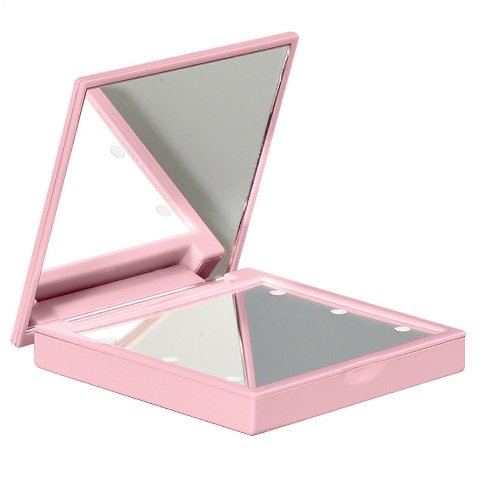 Portable Mirrors with Lights 3-Inch Double-Sided LED Travel Makeup Mirror Folding Vanity, 6 LED Lighted Cosmetic Mirror