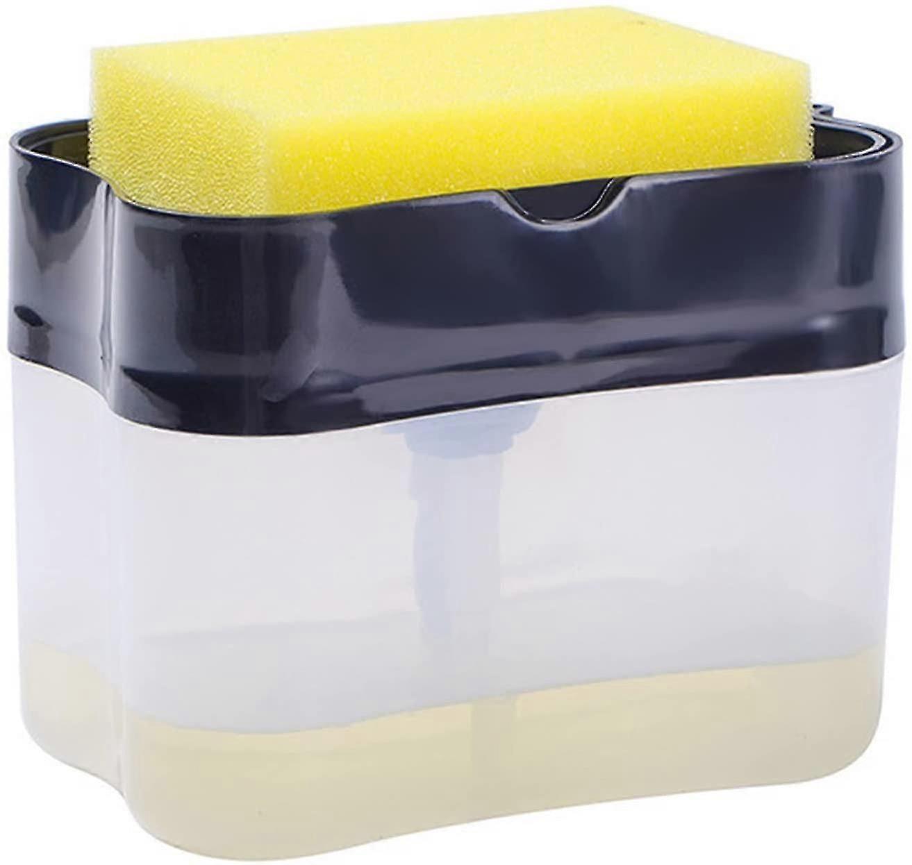 Soap Caddy Dispenser for Kitchen Sink Soap Dispenser with Sponge Holder Innovative Liquid Dishsoap and Hand Soap Box Holder 2 In1 Countertop Soap Pump