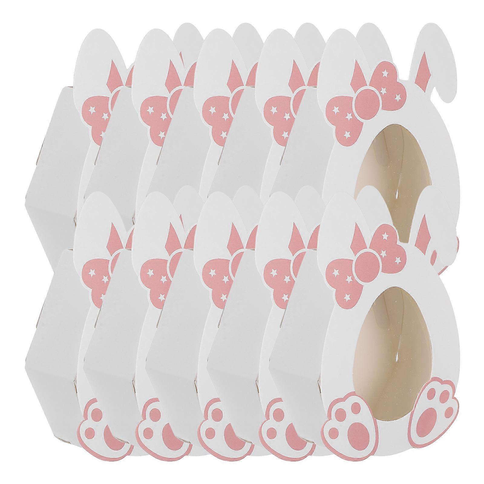 Pink Bunny Shaped Candy Boxes for Party Favor Durable Cardstock Easter Decor 10pcs Small Treat Boxes