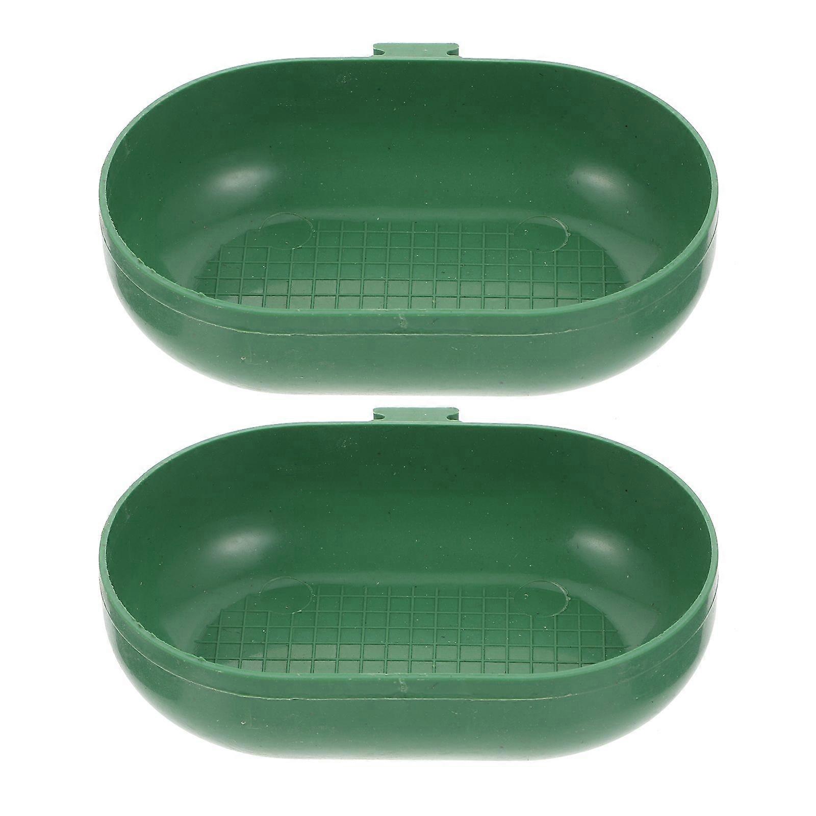 2Pcs Plastic Birds Shower Basins Parrot Washing Boxes Multifunction Pet Basins (Green)