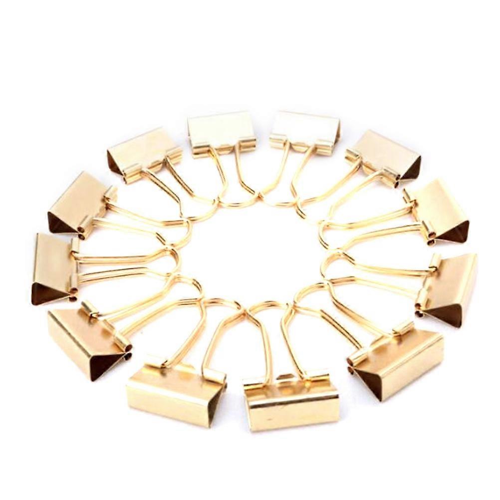 Small Binder Clips Metal Binder Clips for Document Management Golden for Paper Clamping 12Pcs