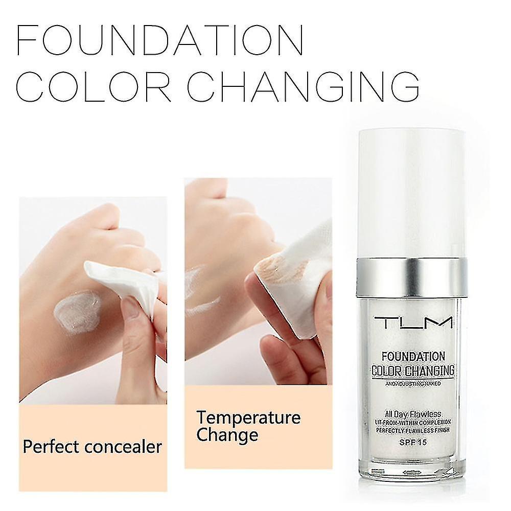 Tlm 30ml Color Changing Foundation Makeup Base Liquid Cover Concealer Longlasting Makeup Skin Care Foundation