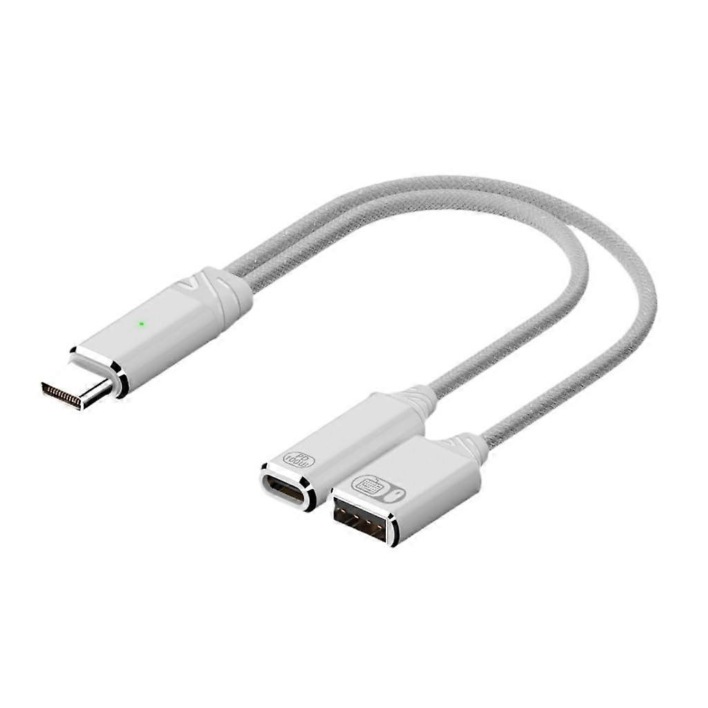 Type C to USB and Charging Adapter Cable with Sound Output for phone Tablets Laptop PD100W Charging 480Mbps Data White