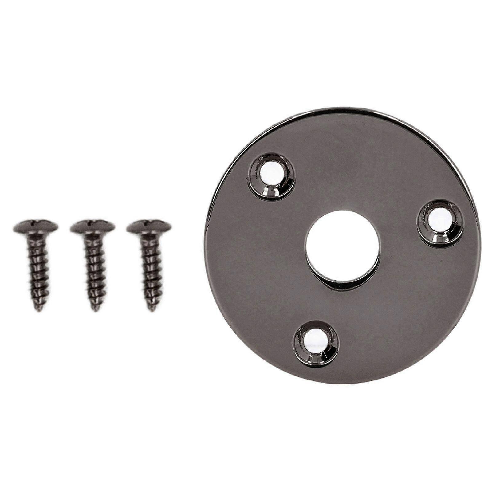 Guitar Jack Socket Plate Round Metal Input Output Cover Replacement Hardware for Bass with Mounting Screws GT32 Black
