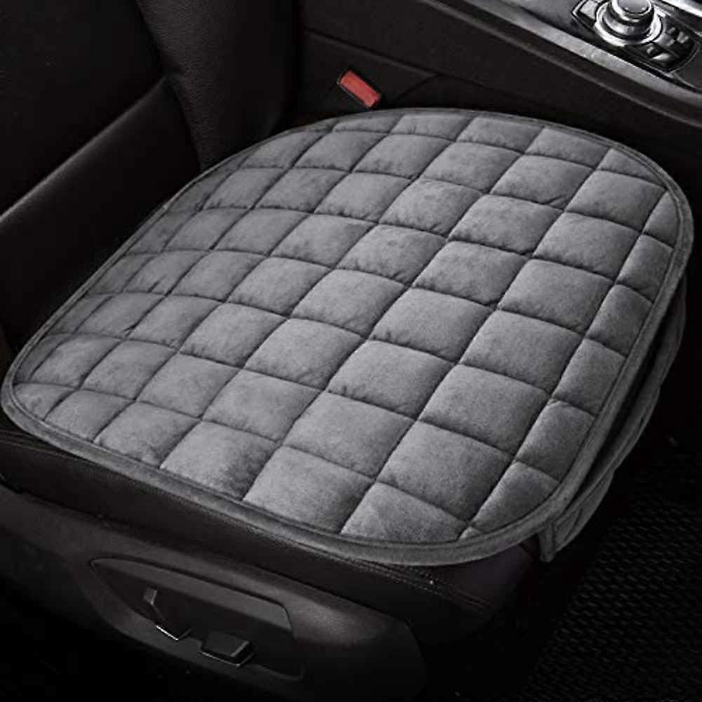 Soft Car Seat Cover Plush Cushion, Universal For Sedan Hatchback SUV, Gray, 2 Front Seat Covers Rear Seat Bottom Cover