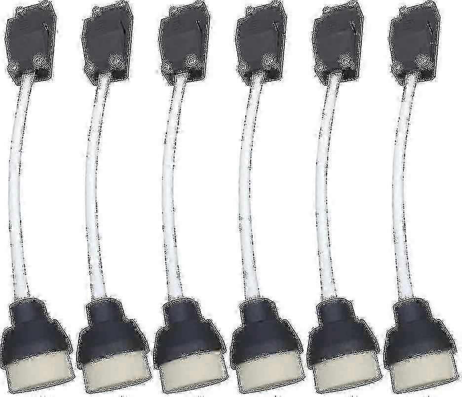 6-Pack Gu10 Lamp Holder - Ceramic Base, Cable & Sleeve for LED & Halogen Bulbs--