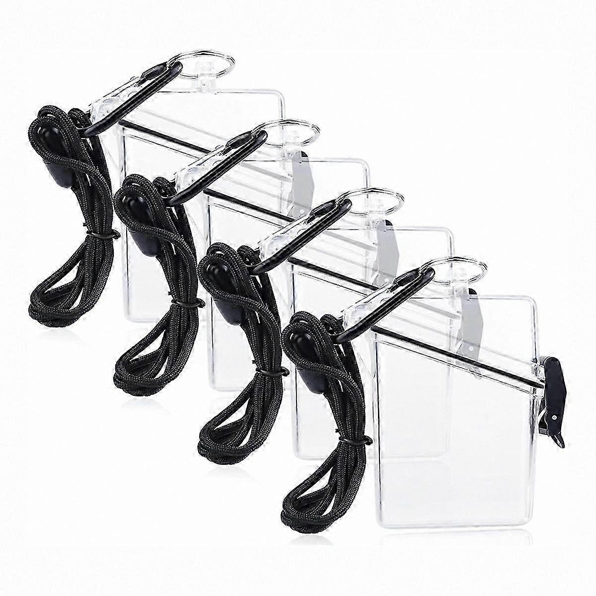 Waterproof Clear Card Holder with Lanyard and Keyring for ID Badges 4-Pack