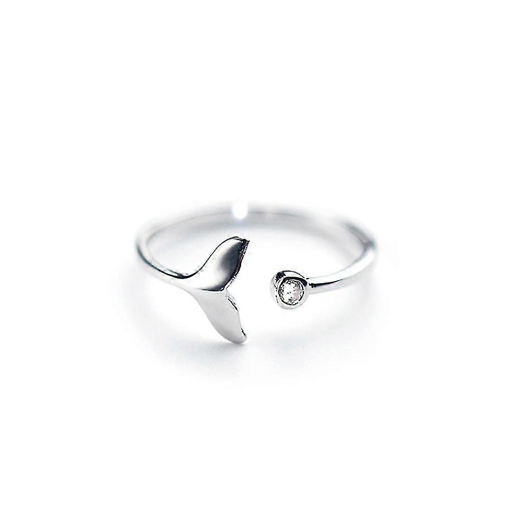 Adjustable 925 sterling silver ring, 1 piece, whale tail shape is super eye-catching
