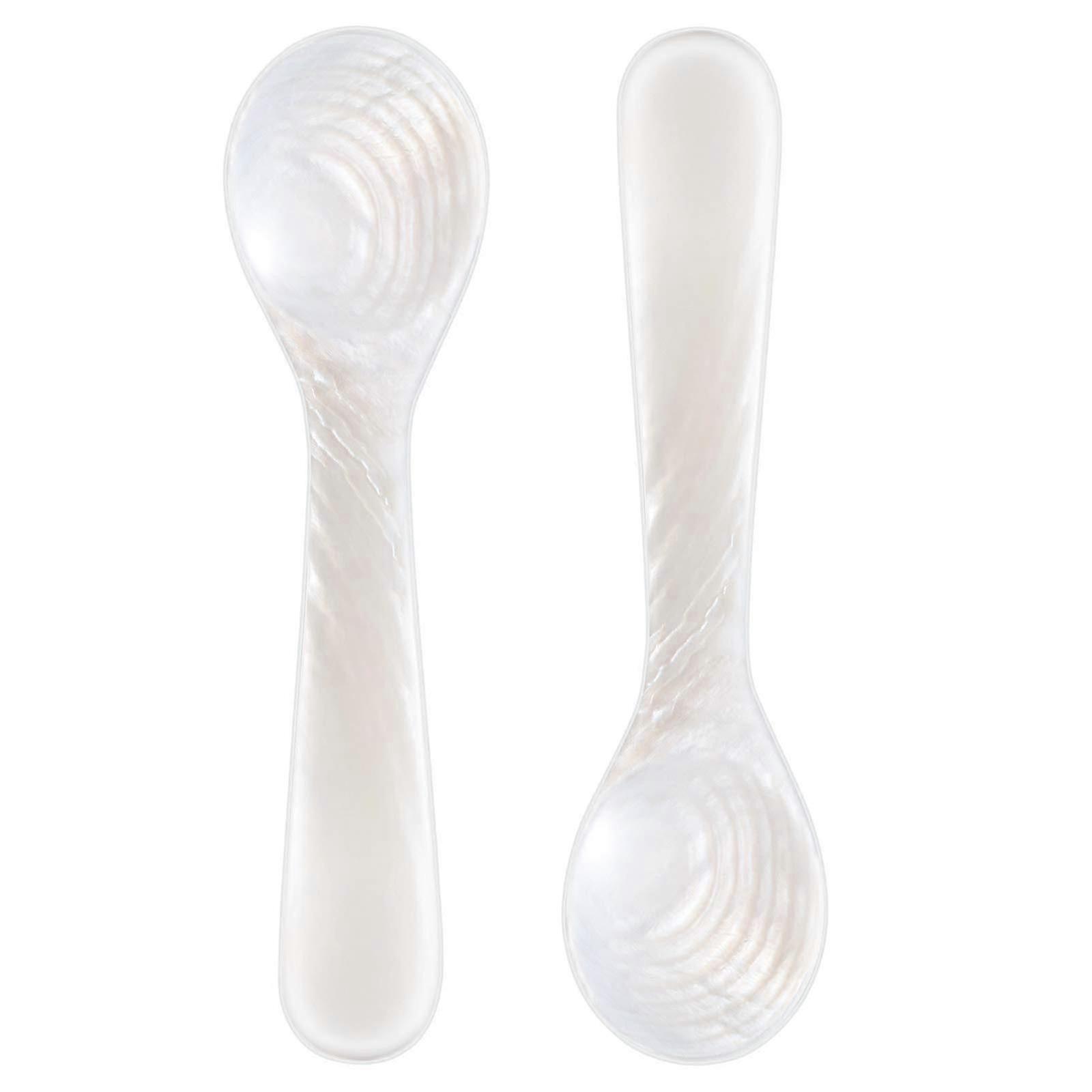 Set Of Caviar Spoons Shell Spoon Mother Of Pearl Caviar Spoons W Round Handle For Caviar, Egg, Ice Cream, Coffee, Restaurant Servi