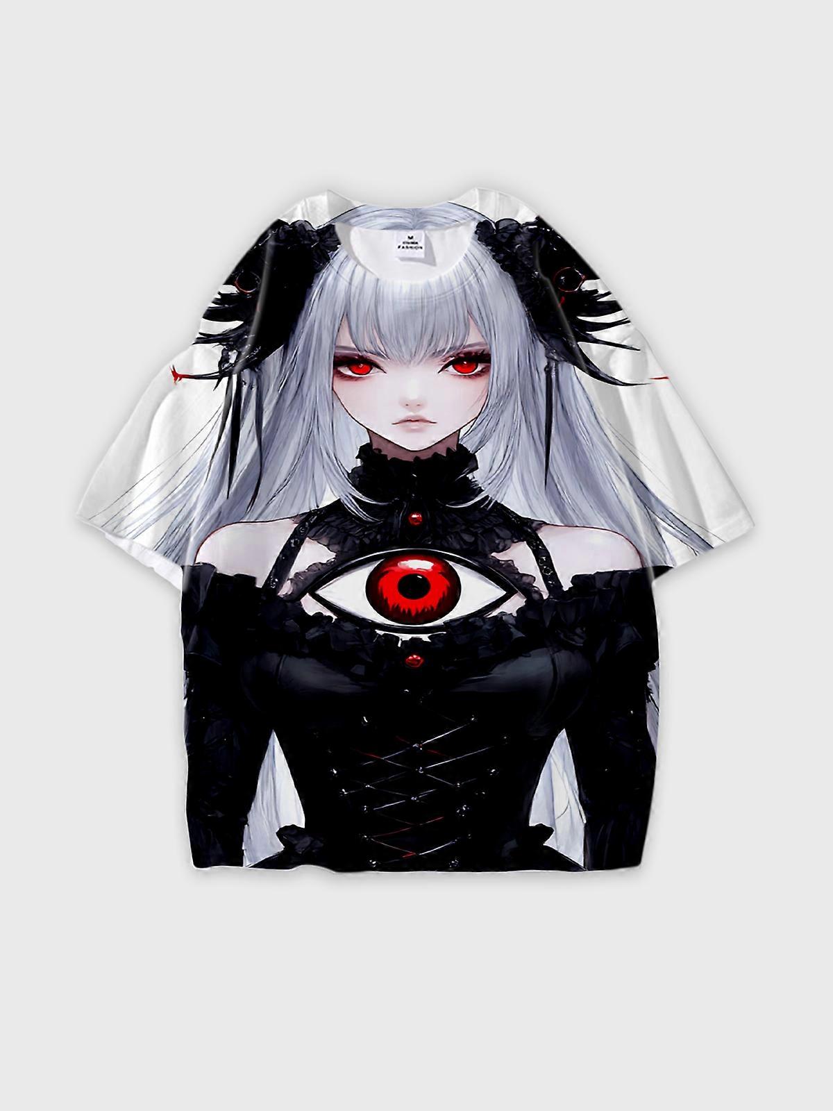 T-Shirt Round Neck, Loose Short Sleeve Pattern Graphic Tee, Unisex Summer Casual Top V2242