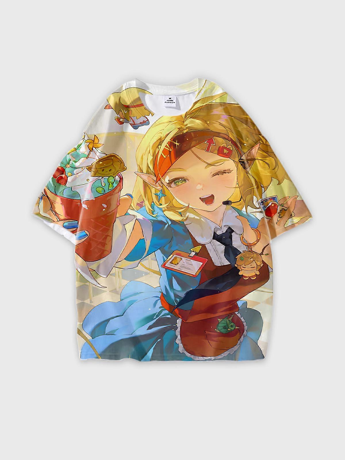 T-Shirt Short Sleeve Round Neck, Summer Casual Loose Graphic Tee, Unisex Pattern U2886