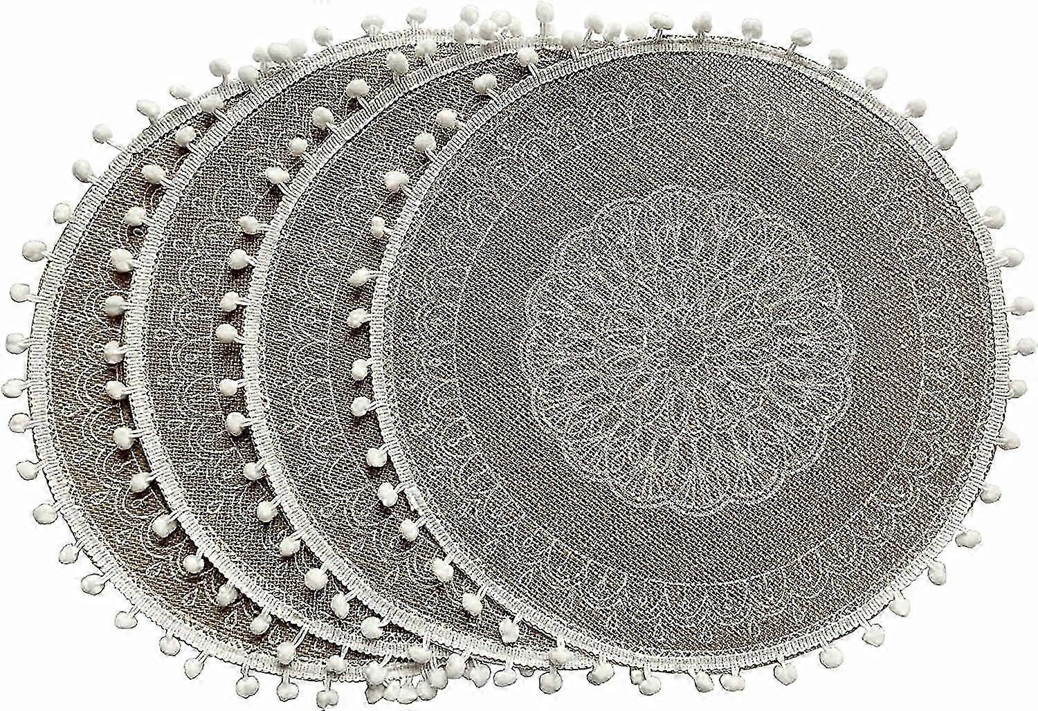 Table à manger lot de 4 boules blanches D CAPASIN Boho rond sets de table assiette napperon ferme sets de table toile de jute macramé