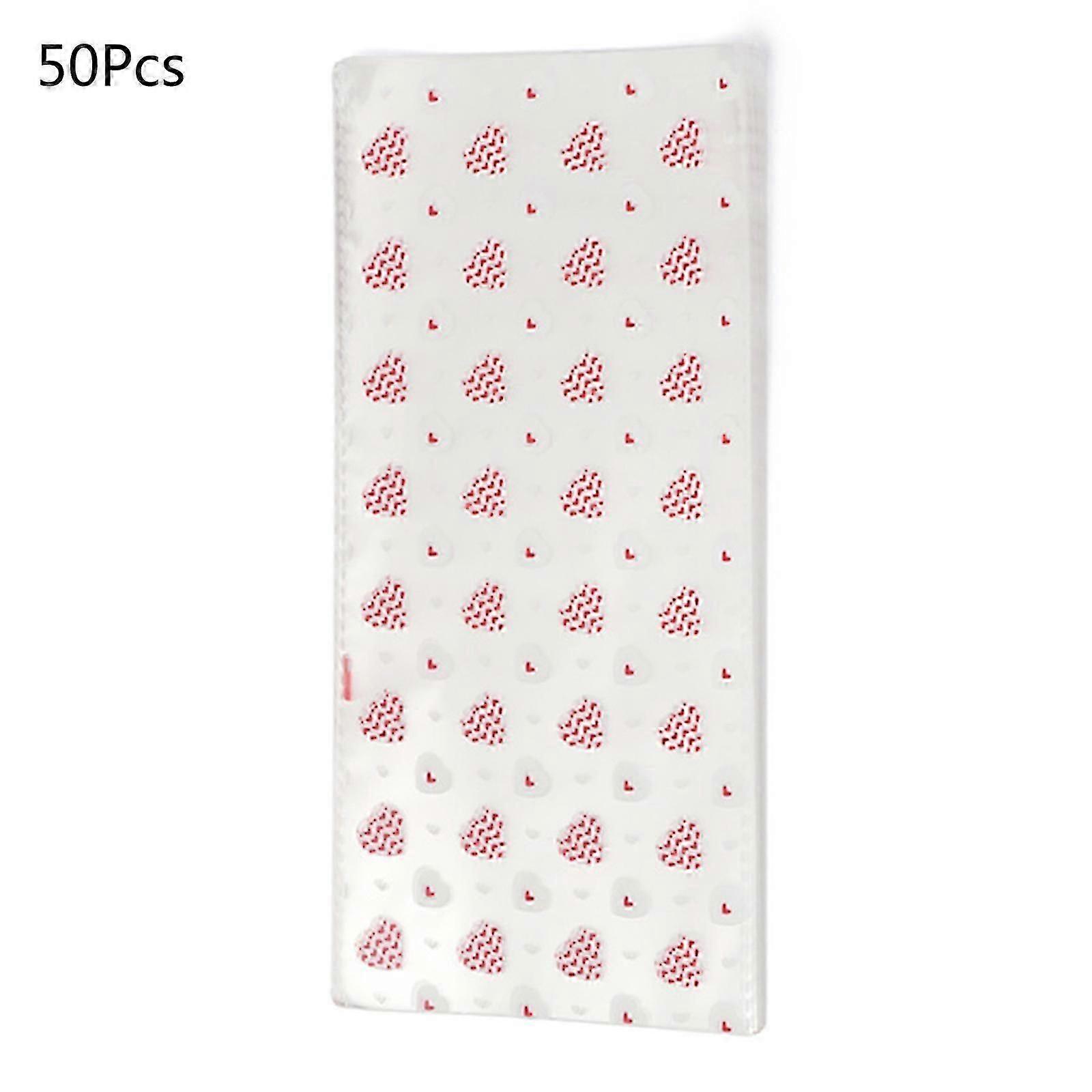 Lot de 50 sachets à friandises en cellophane pour la Saint-Valentin, imprimés cœurs mélangés