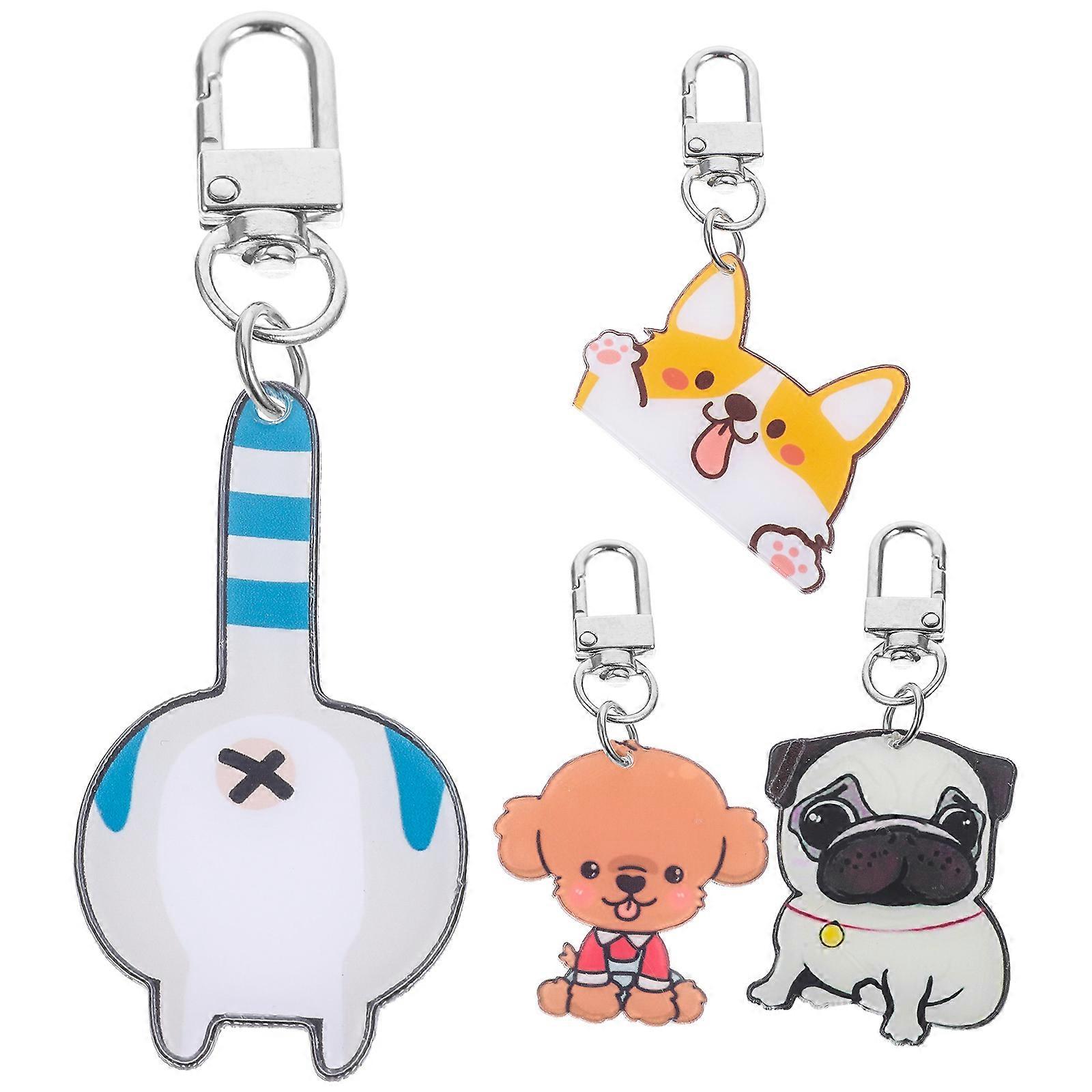 Corgi Key Chain Acrylic Key Ring for Decoration Colorful Pendant