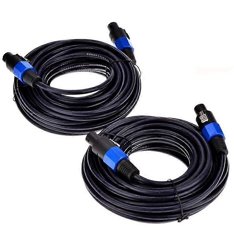 2 Pack 25 Ft Male Speakon to Speakon Cables, Professional 12 Gauge AWG Audio Cord DJ Speaker Cable