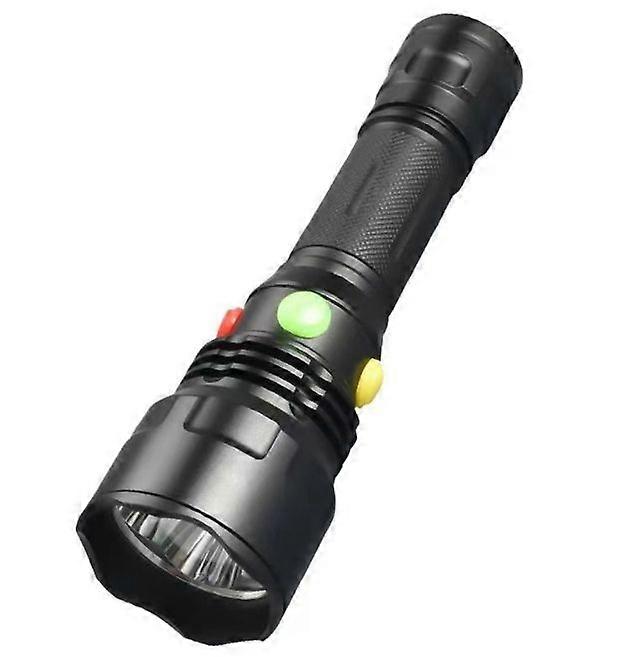 Magnetic Flashlight 4 Buttons Switch LED Aluminium Alloy 4 Color Flash Light(Black)
