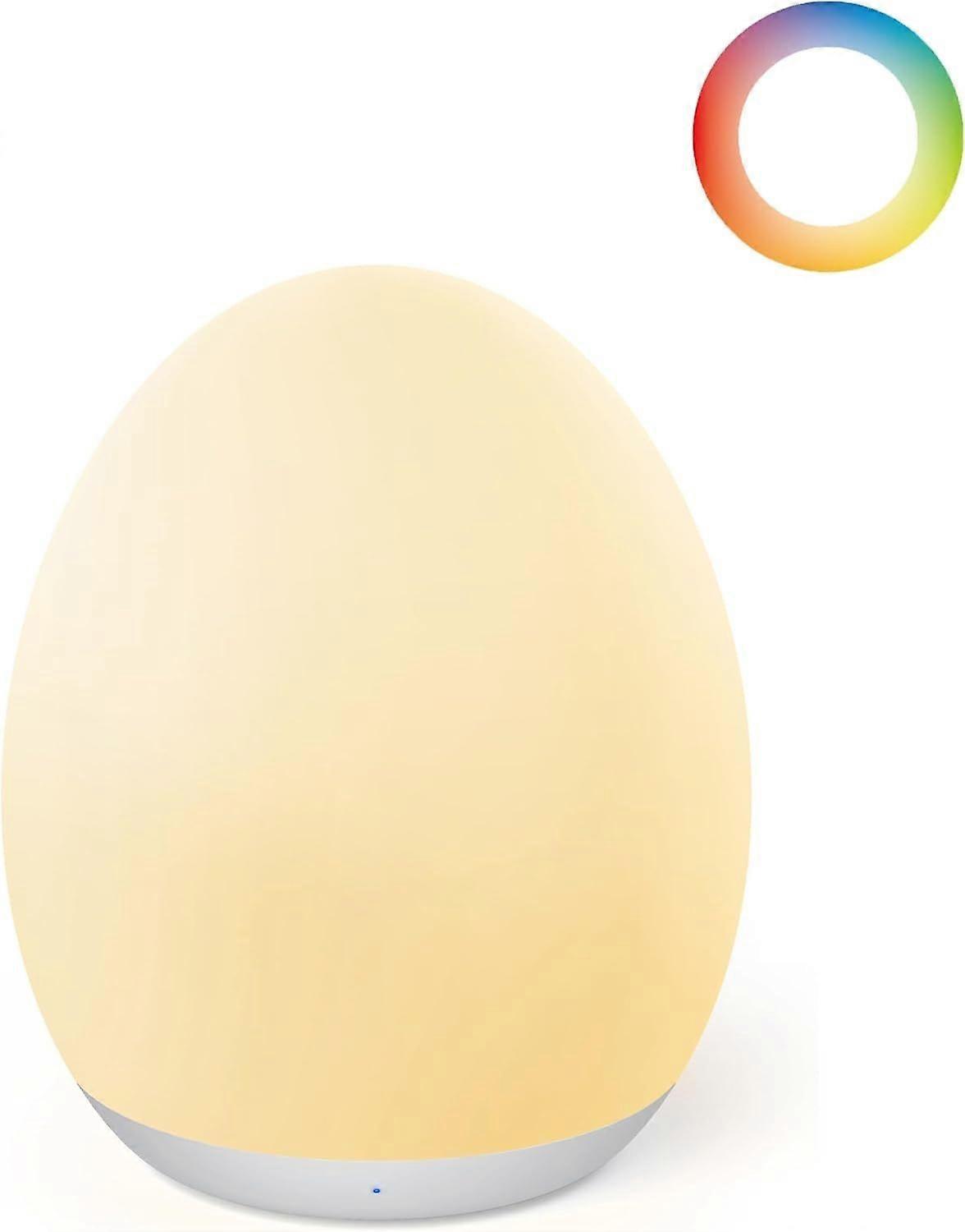Night Light for Kids, Egg Light for Nursery with 7 RGB Colors Changeable & Stepless Dimming, Rechargeable Tap Light with 1h Timer & Touch Control, Por