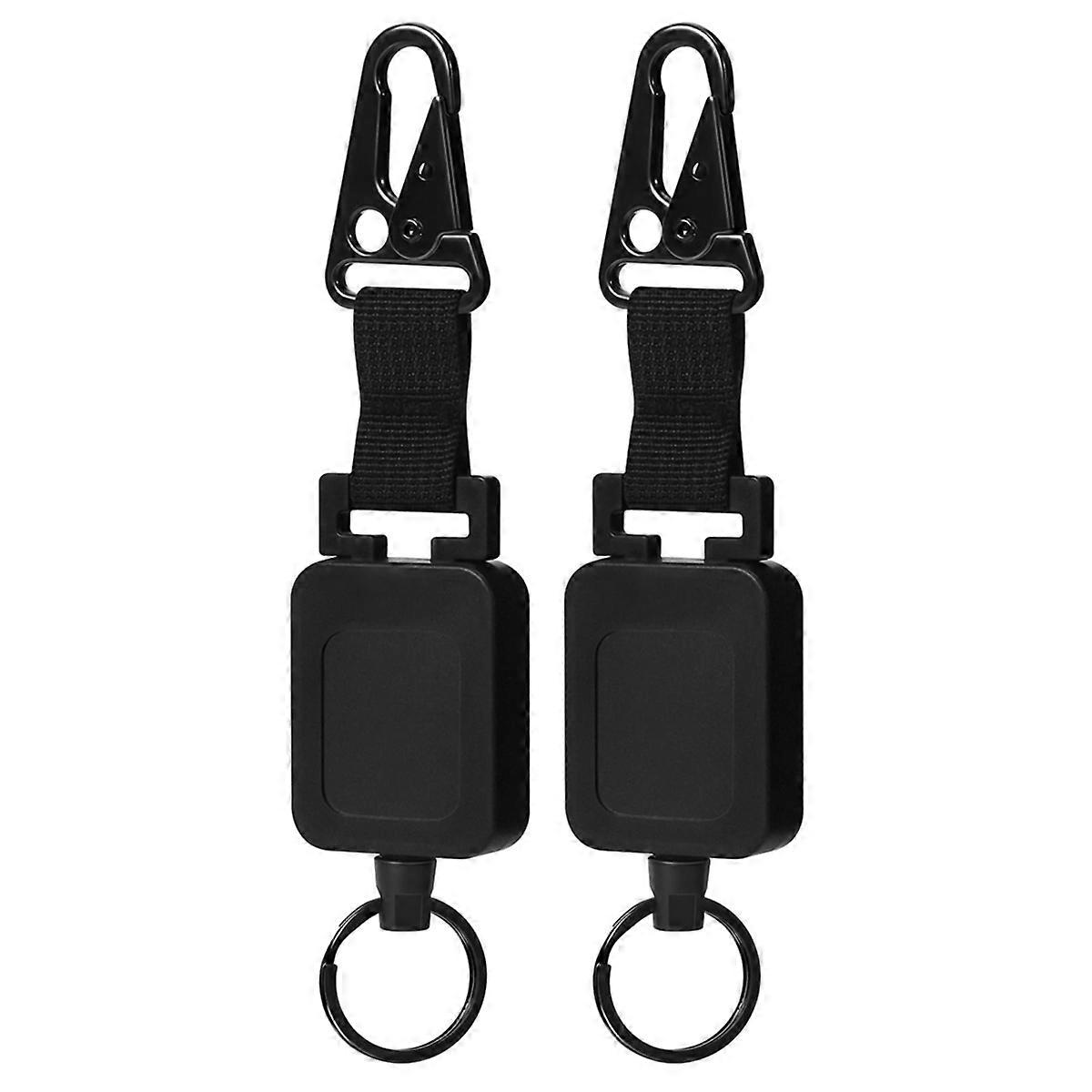 Retractable Carabiner Keychain Ring Extendable Outdoor Reels Easy Pull Back Clip