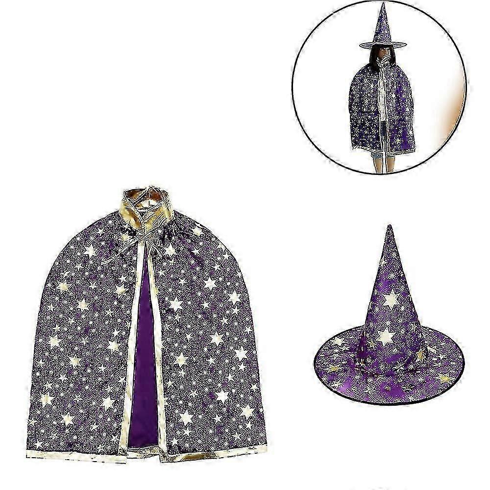 Halloween Costume Wizard Cape Witch Cloak With Hat, 80cm