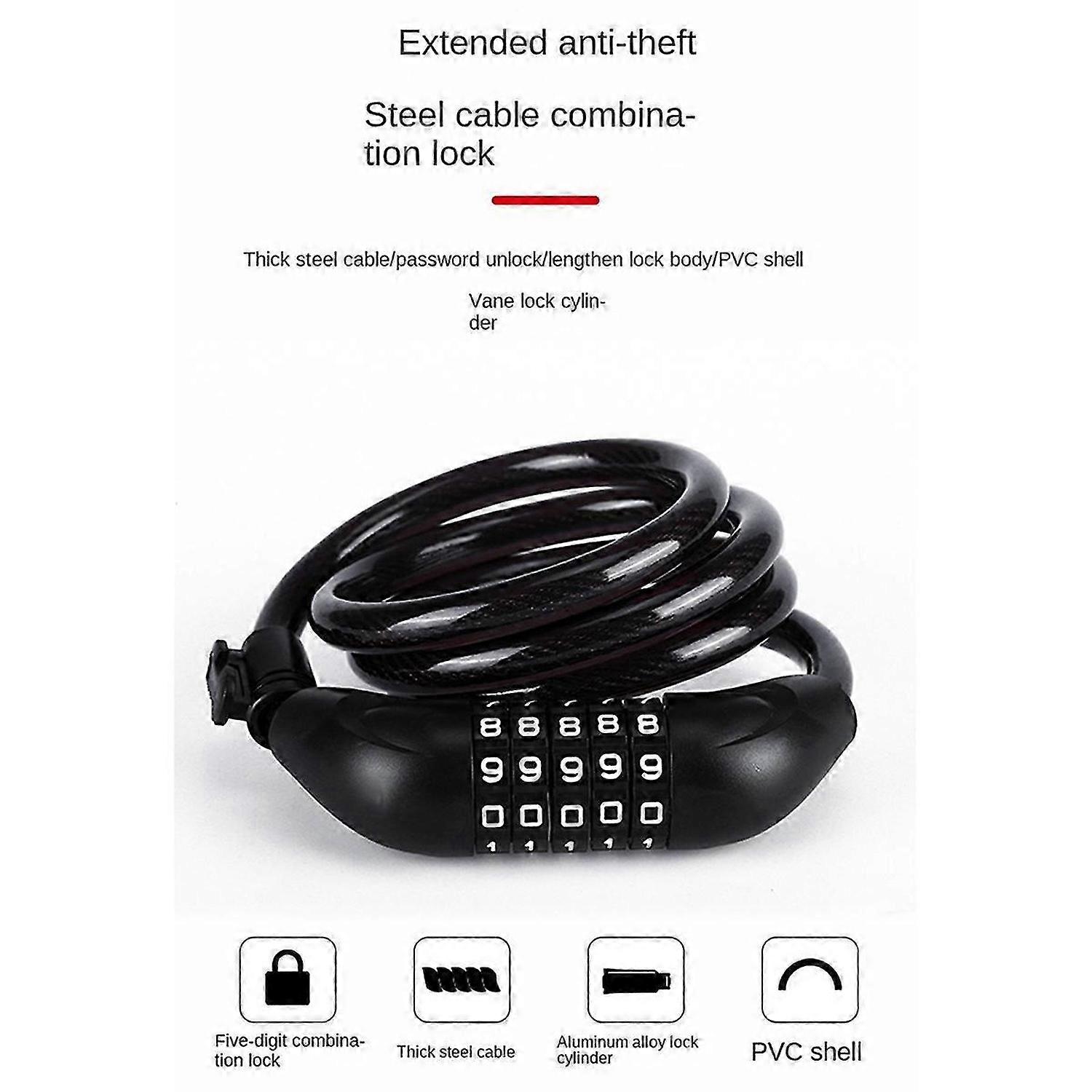 Bicycle Locks, Electric Bike Five-Digit Combination Locks, Red