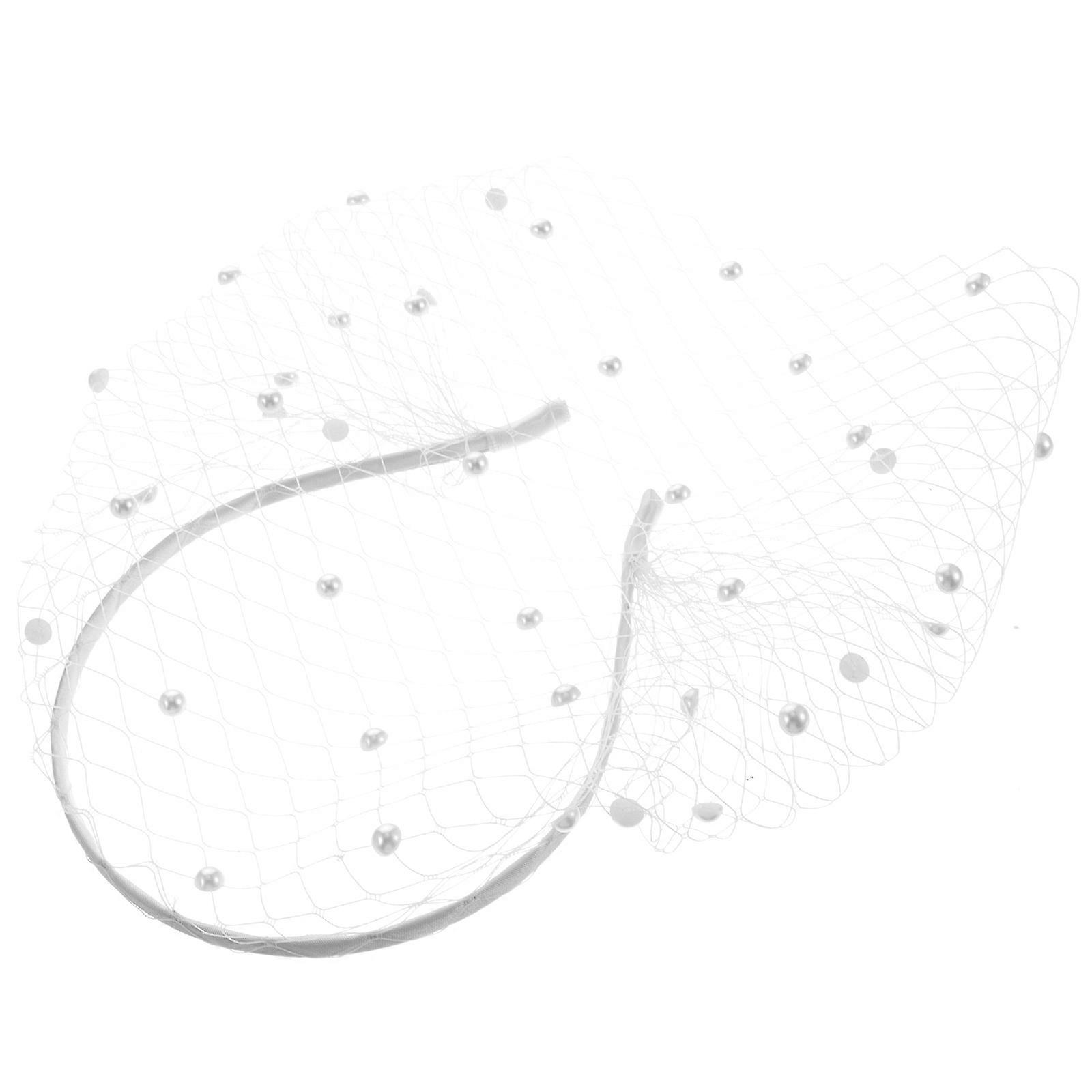 White Mesh Headband Wedding Headpiece Veil for Decoration 3Pcs