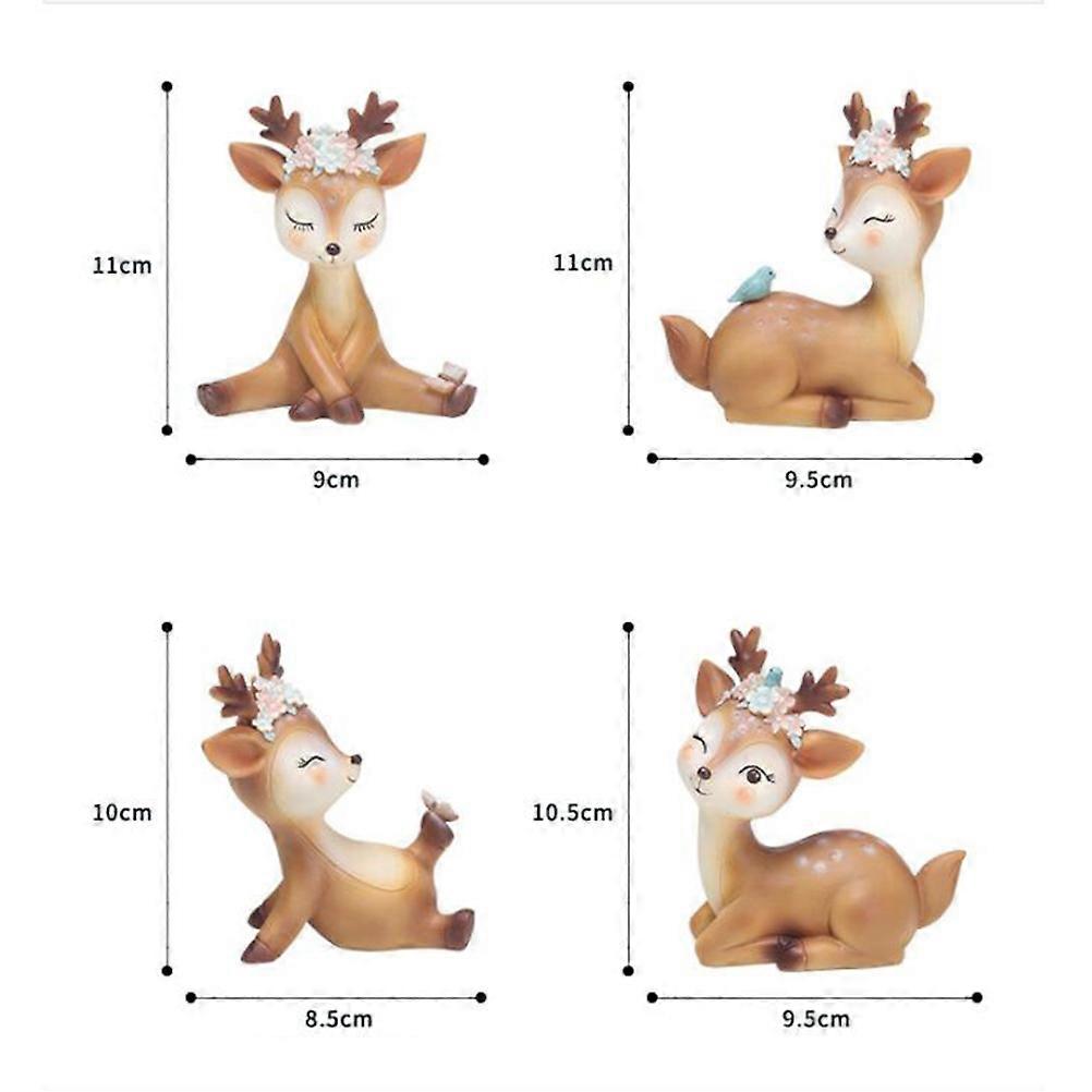 Creative Sika Deer Desktop Decoration Cute Design Suitable For Vehicle Accessory Indoor Decor 9.5x11x5cm 1Set