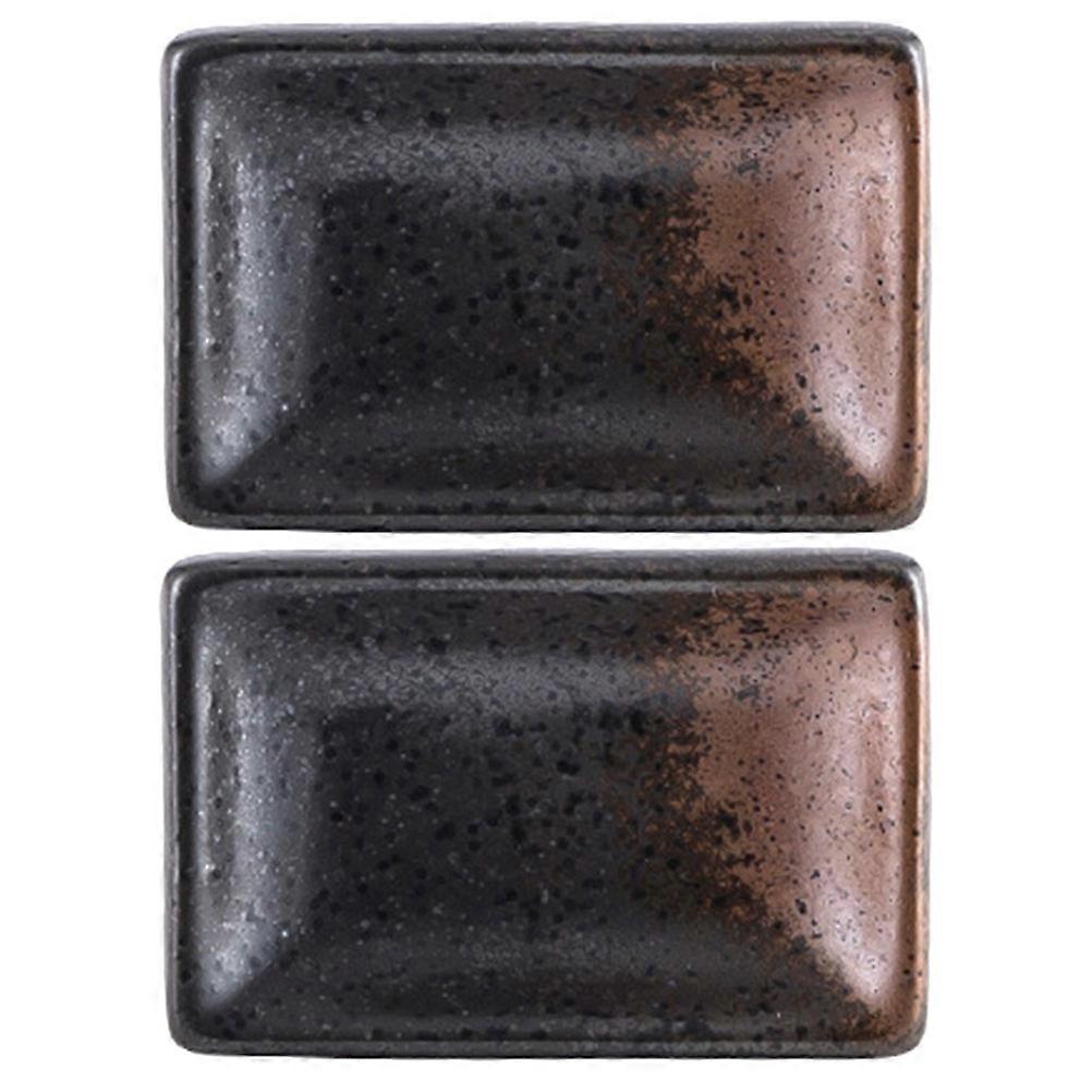 Japanese Style Seasoning Dish Ceramic Dipping Plate for Storage Use 2Pcs