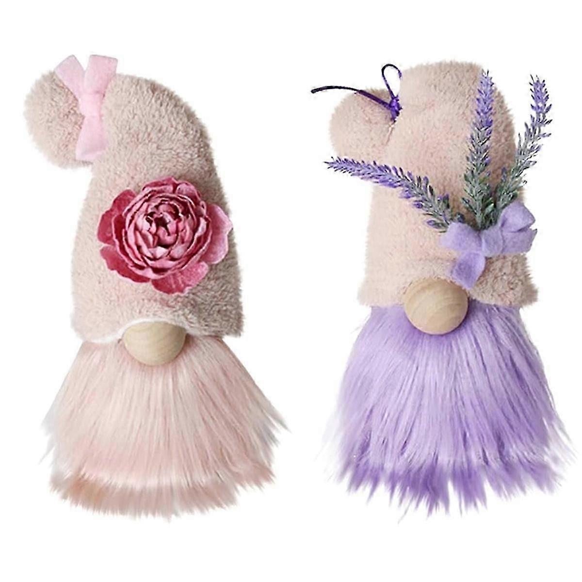 Lavender Gnomes Decorations for Home Purple Spring Gnome Decor Handmade Plush Swedish Tomte Dwarf Fa