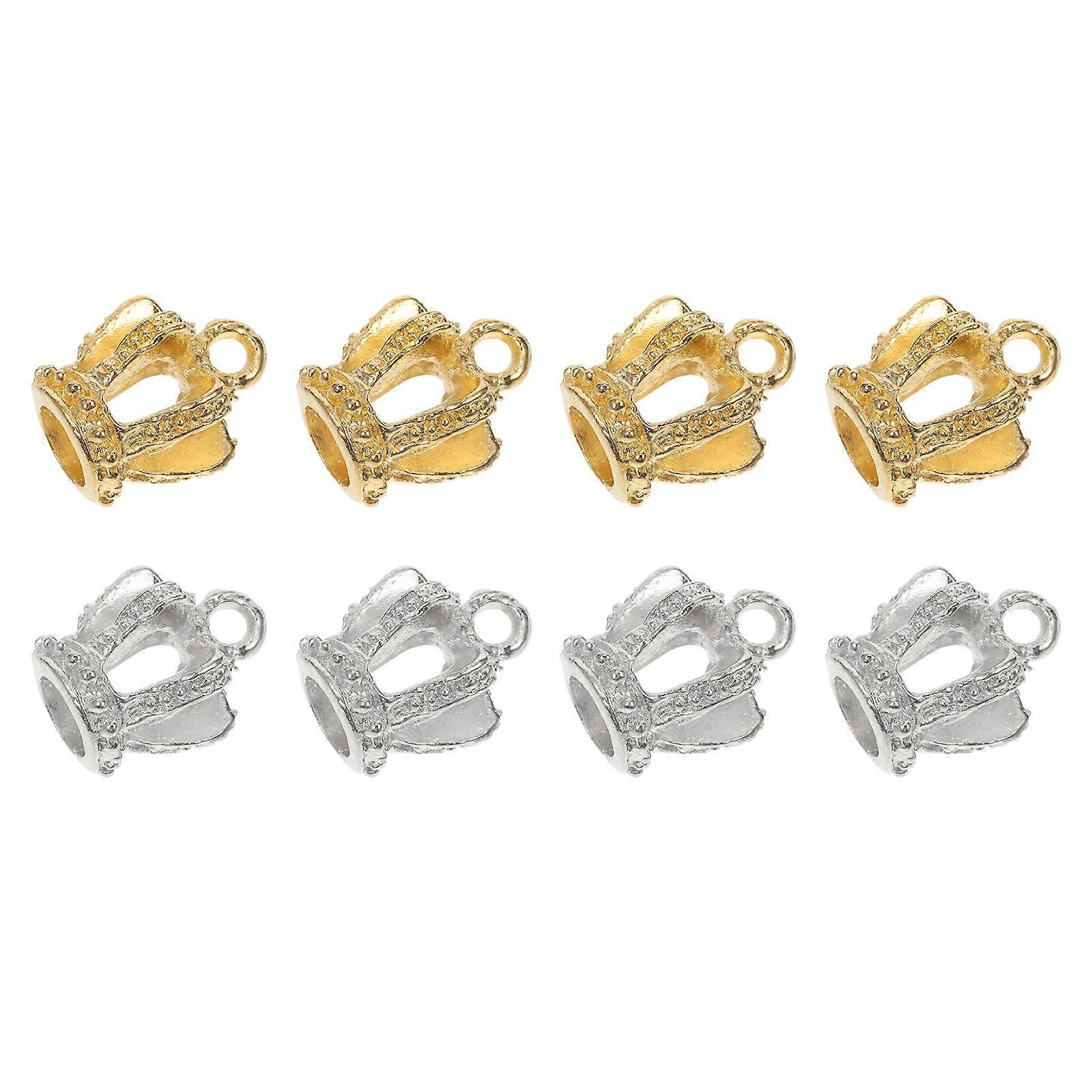 Crown Bottom Pendant Trays Base for Jewelry Making 8Pcs Assorted Color Alloy