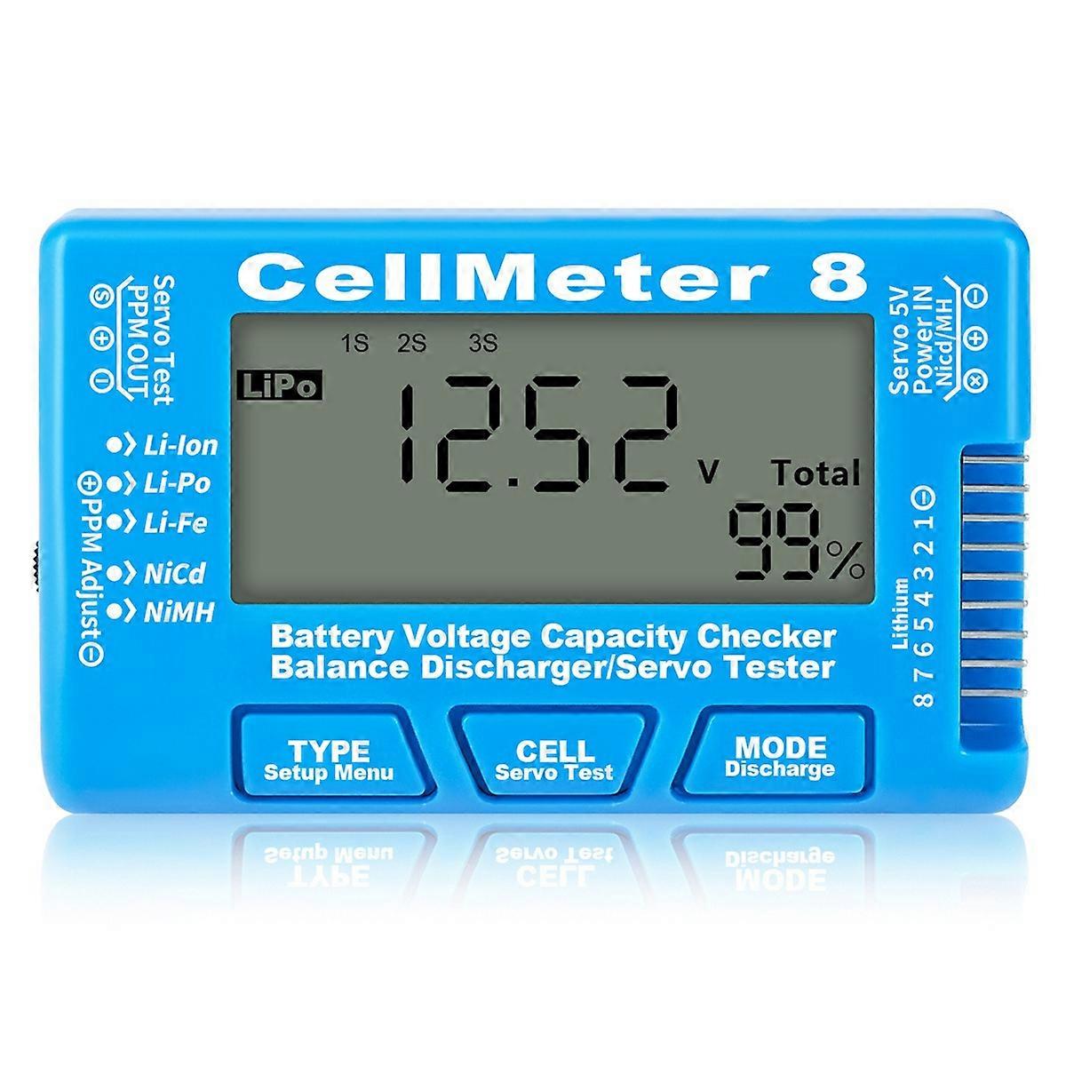 LCD Digital Battery Capacity Checker RC 1-8S Battery Capacity Voltage Test Meter LiPo Li- NiMH Meter