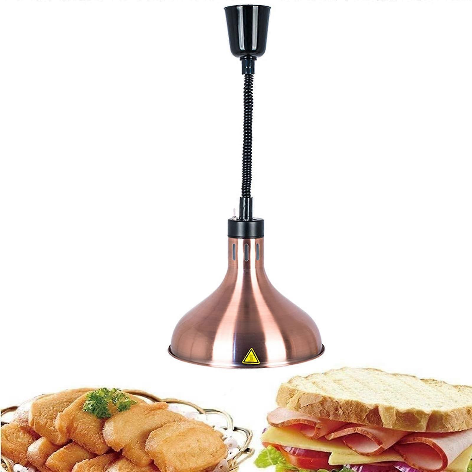 Food Heat Lamp Warmer Adjustable Hanging Buffet Insulation Chandelier with Explosion-Proof Bulb, Bronze Finish, Retractable Design