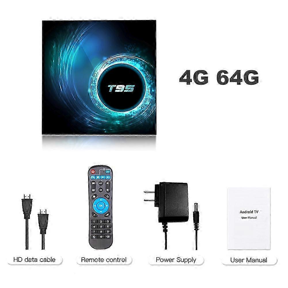 T95 Tv Box Latest Smart Android 10.0 6k 2.4g & 5g Wifi 3D Voice 64G 4k Quad Fast Core Set-Top Box Support Multiple Media Player 2025