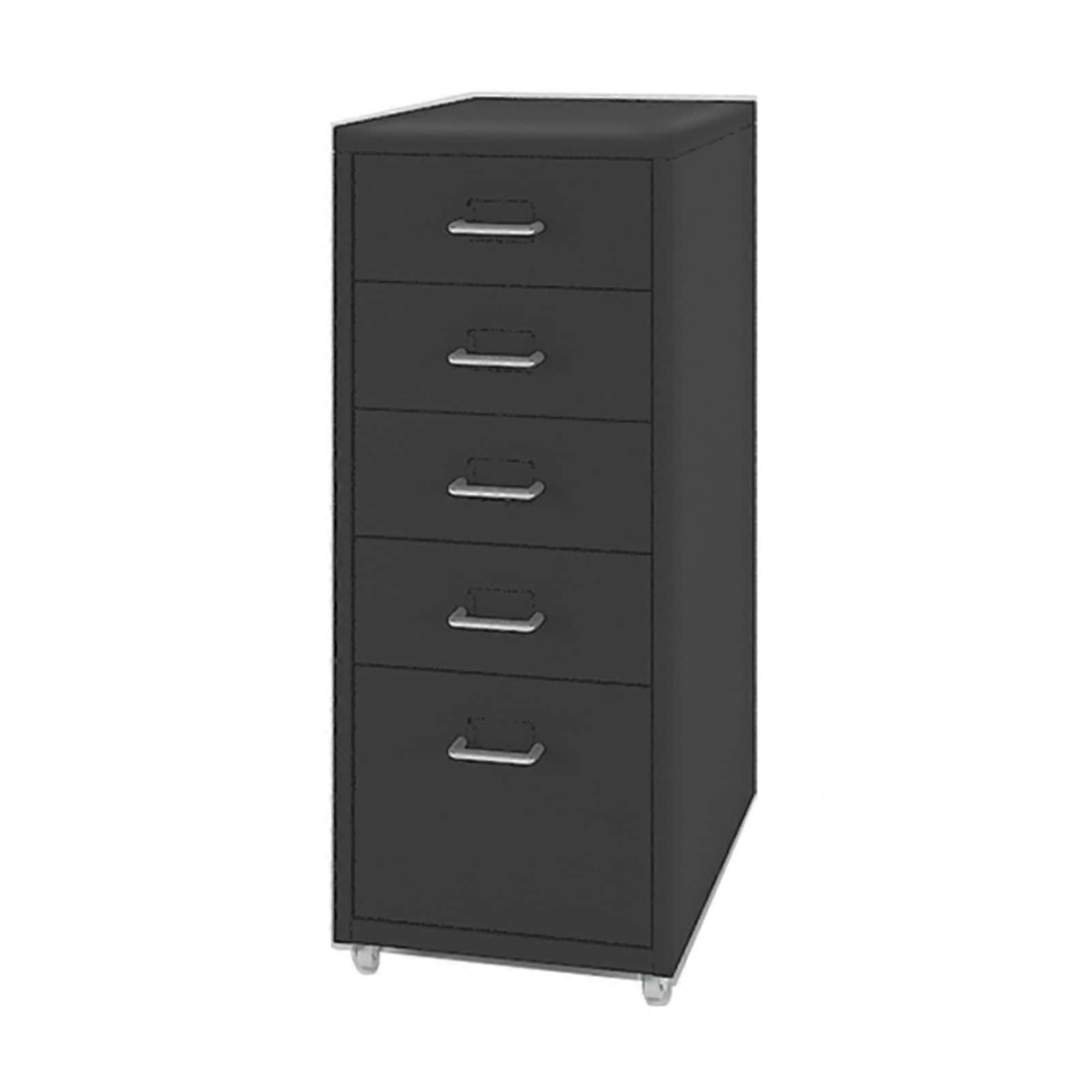 File Cabinet 5Drawer Mobile Filing Cabinet Vertical Office Grey Storage Cabinet