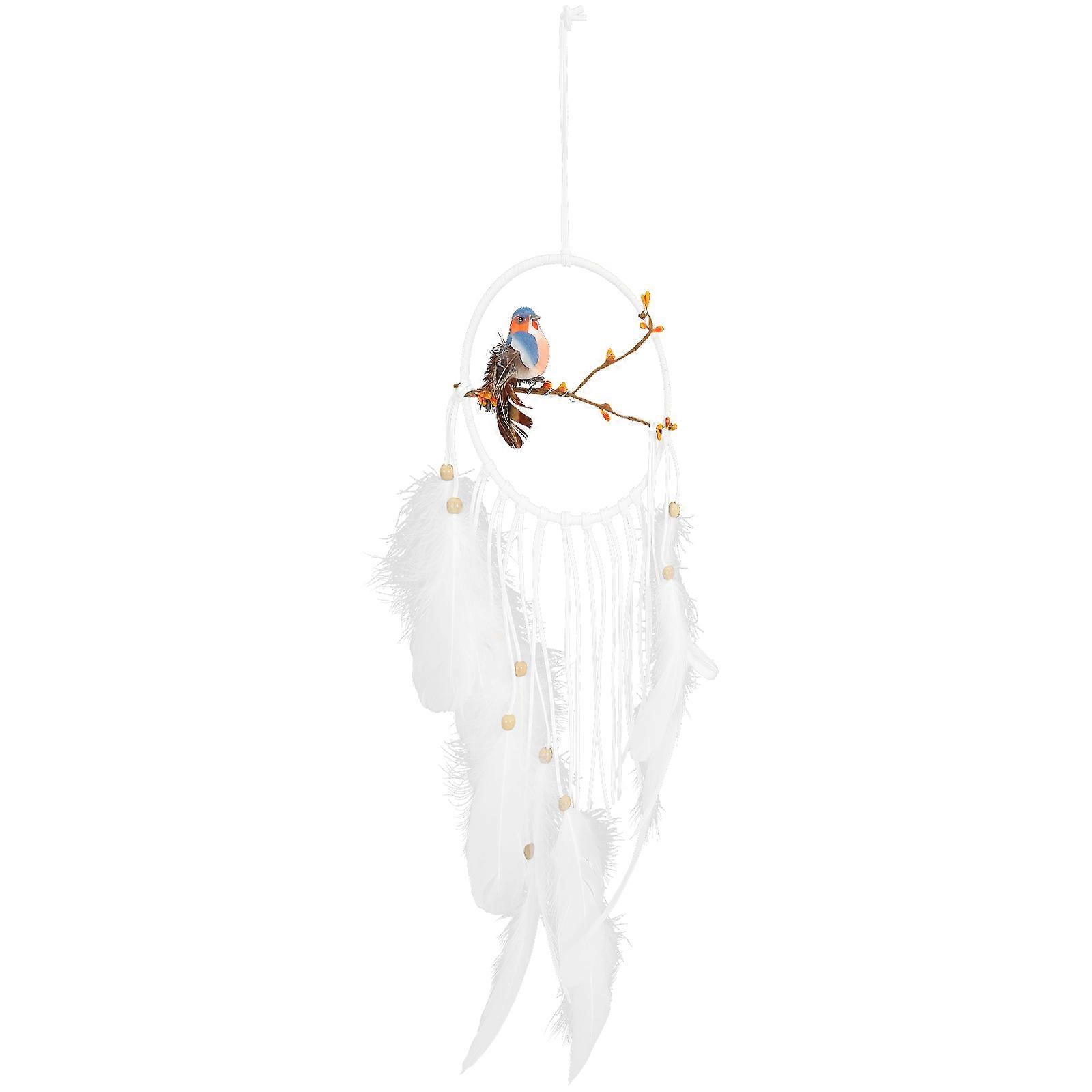 Decorative Macrame Dream Catcher Pendant for Wall Hanging White