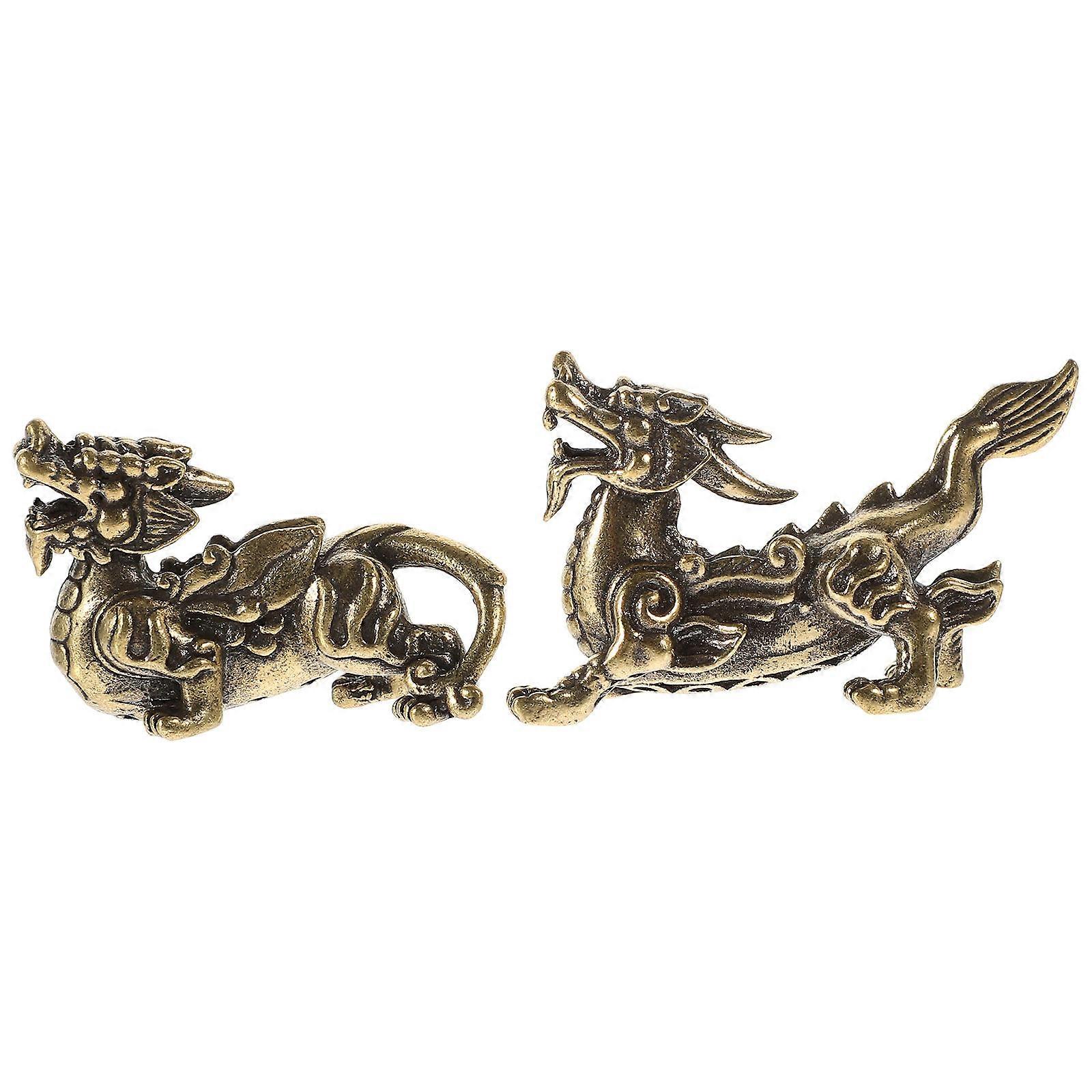 Brass Kylin Decorative Figurine for Home Use with 8Pcs Animal Statues