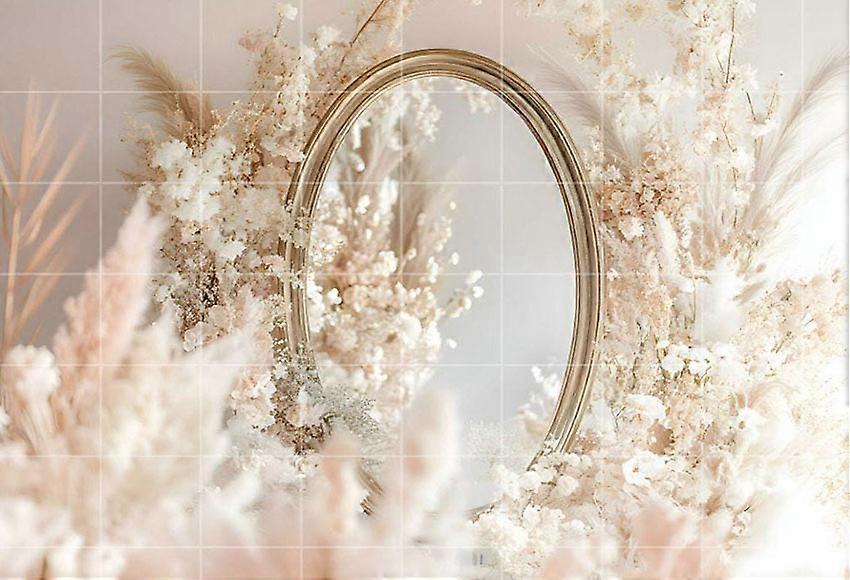 Mehofond Photography Background Pink Floral Mirror Frame Romantic Kids Birthday Maternity Portrait Decor Backdrop Photo Studio