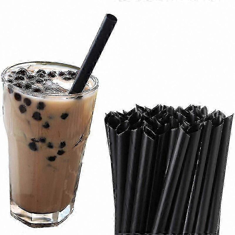 Black Plastic Drinking Straws for Bubble Tea, 100 Count