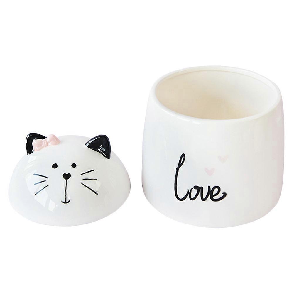 Cute Ceramic Jar 2Pcs Cat Shaped Multipurpose Storage Holder Great For Desktop Kitchen Use Easy Access