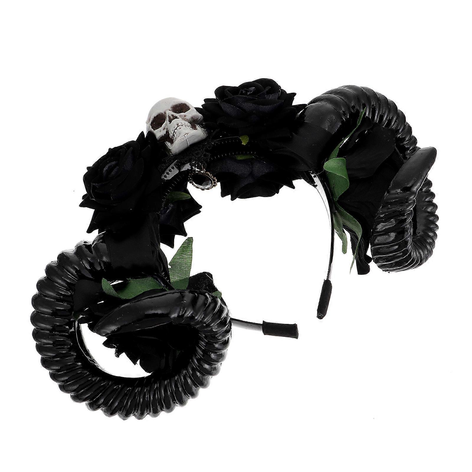 Horns Headband 2Pcs Halloween Party Supply For Partygoers Assorted Color Horror Shape Practical Atmosphere Creation