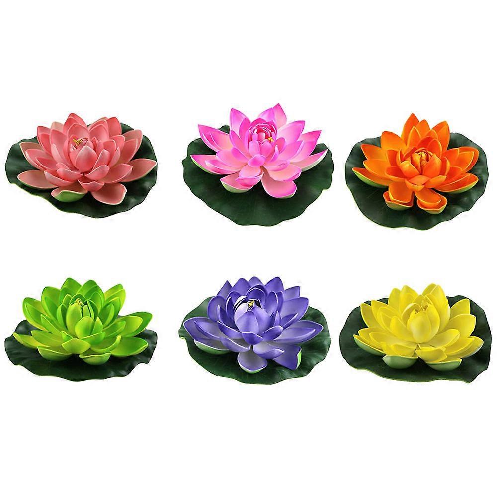 Pond Floating Plants Lotus Simulated Realistic Design Pool Yellow 6Pcs