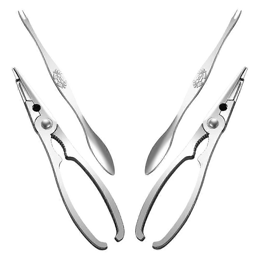 Stainless Steel Crackers Crab Cracker Forks Seafood Utensils Set For Family Gatherings And Festive Occasions 4Pcs