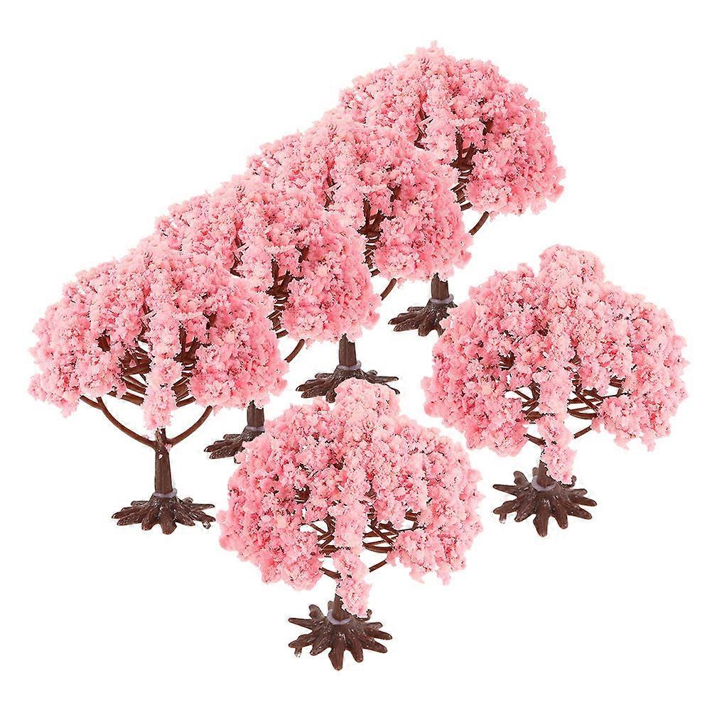Artificial Cherry Blossom Tree Miniature Model for Decoration 30Pcs Pink