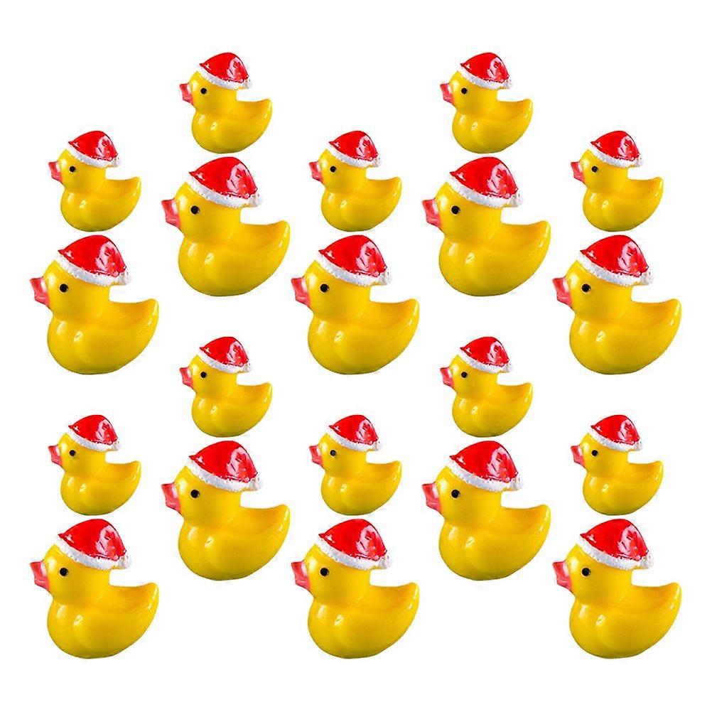 Mini Resin Duck Models for Decor 40Pcs Yellow Tiny Christmas Duck Figurines