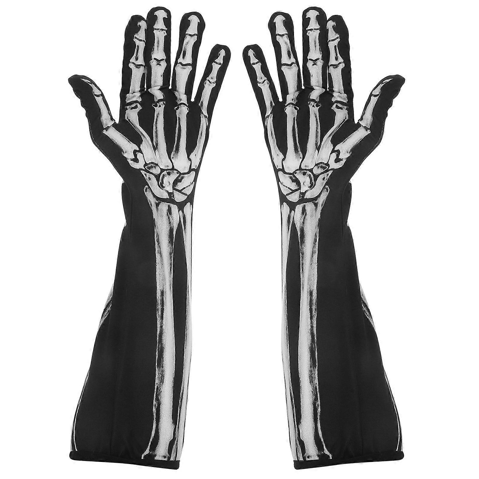 Bone Skeleton Gloves for Halloween Party Props 3Pairs Multi Color