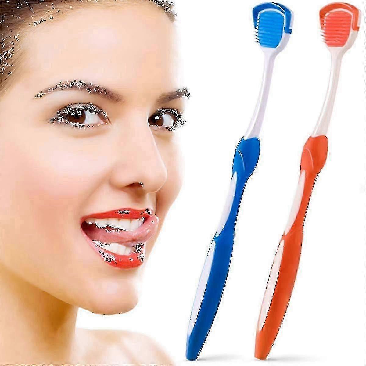 2 Pack Tongue Brush and Tongue Scraper - Fight Bad Breath with Tongue Cleaning Tools - Tongue Cleaner Set ZZ15