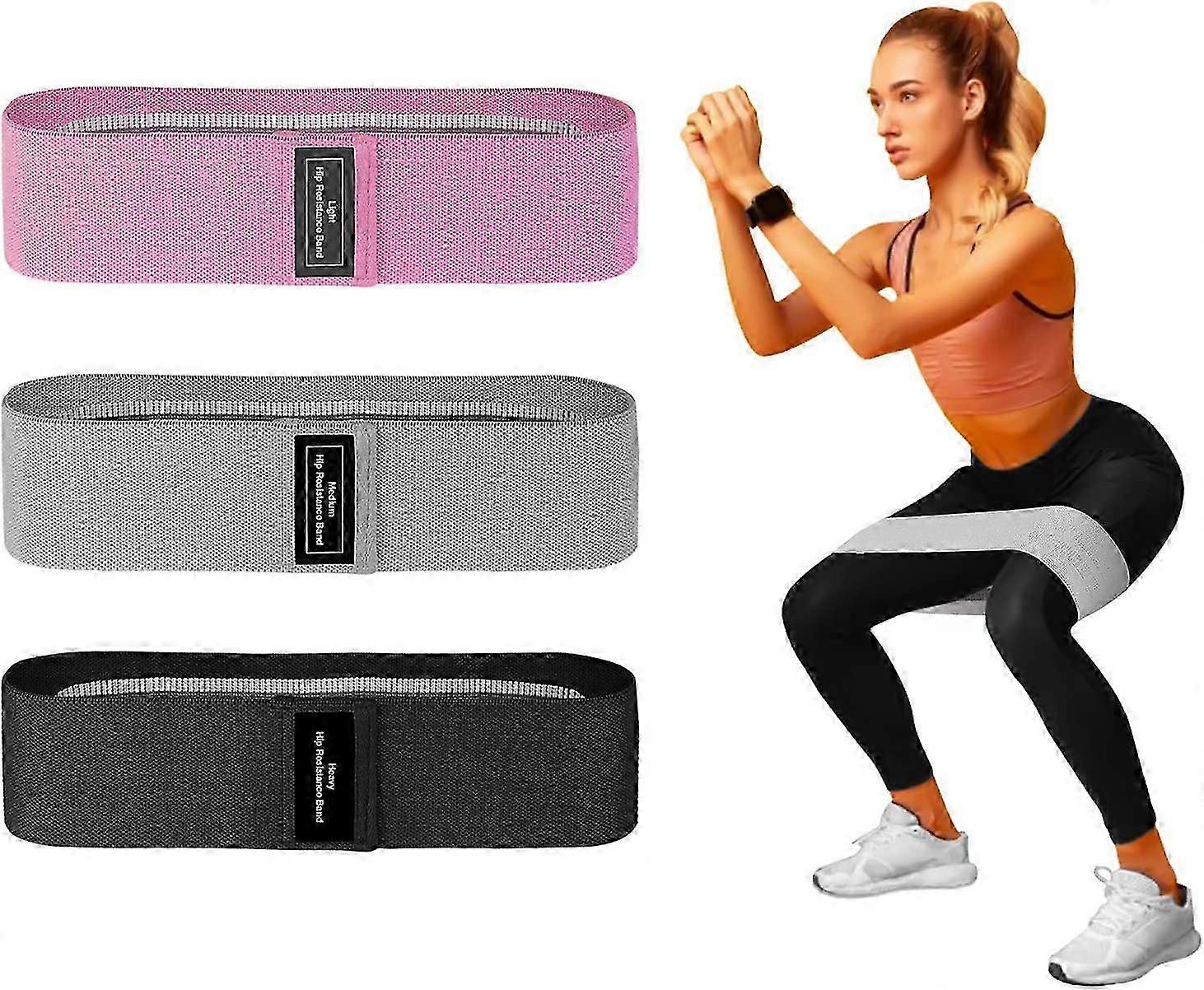 3-Pack Fabric Resistance Bands for Booty Building, 3 Levels for Glute Workouts and Pilates