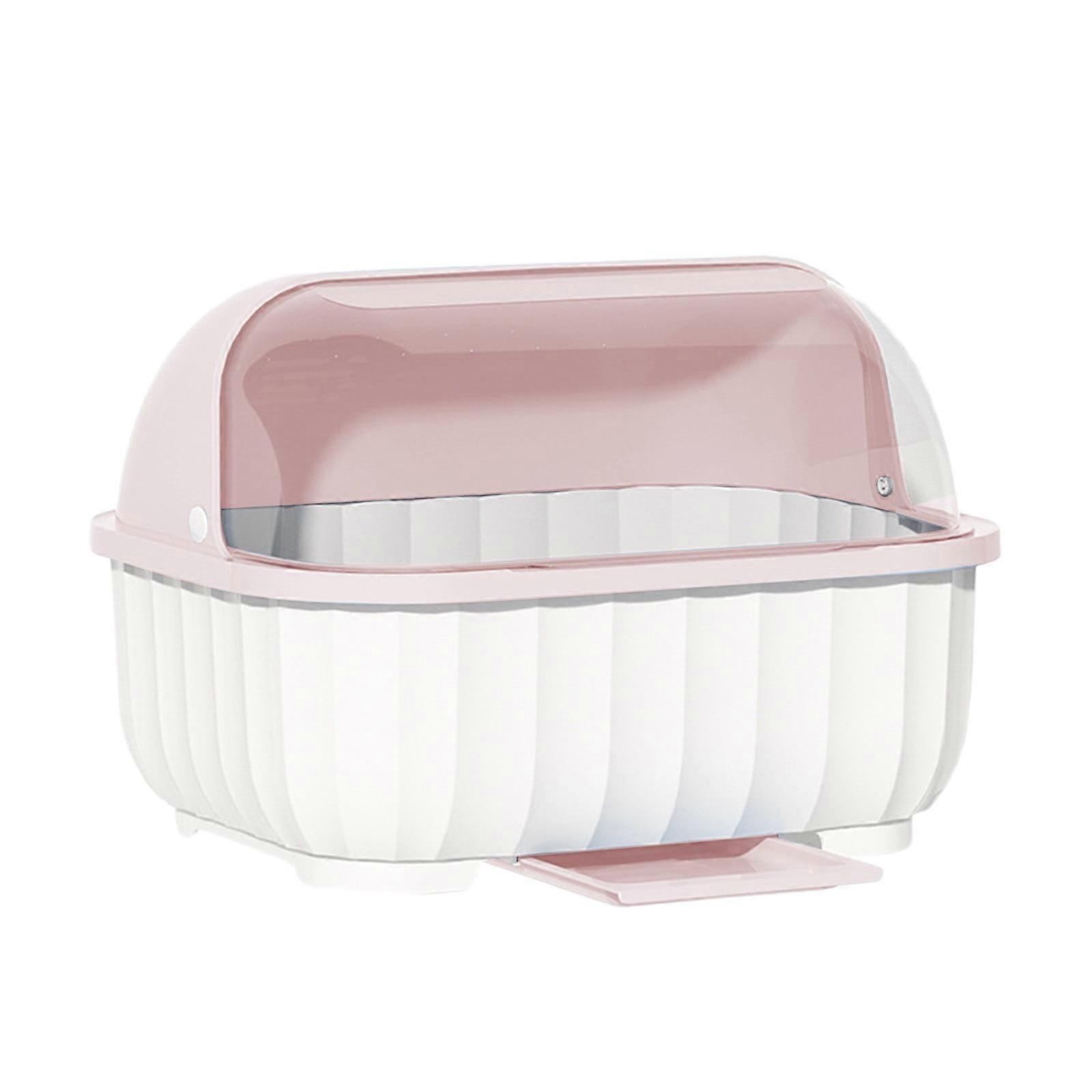 Portable Dinnerware Drainer Organizer with Lid Cover, Compatible with Kitchen Counter or Cabinet, for Plates, Bowls, Utensils, Space-Saving Plastic